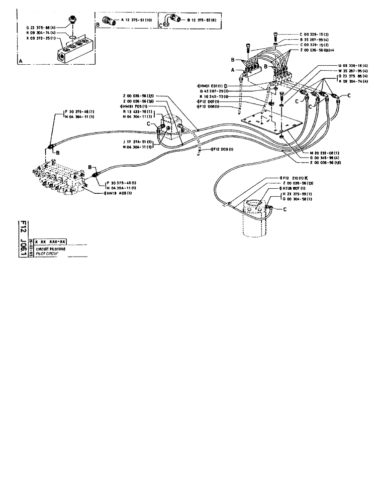 Схема запчастей Case 90BCL - (185) - PILOT CIRCUIT (07) - HYDRAULIC SYSTEM