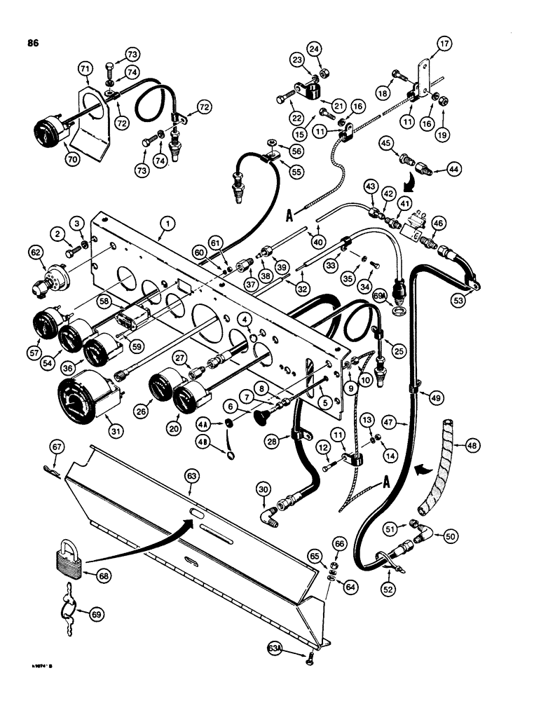 Схема запчастей Case 855C - (086) - INSTRUMENT PANEL (06) - ELECTRICAL SYSTEMS