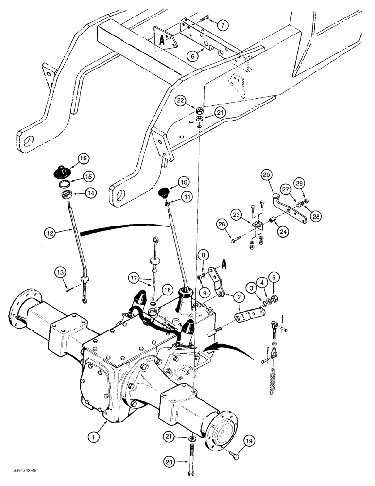 Схема запчастей Case 480F LL - (6-42) - TRANSAXLE AND DIFFERENTIAL LOCK (06) - POWER TRAIN