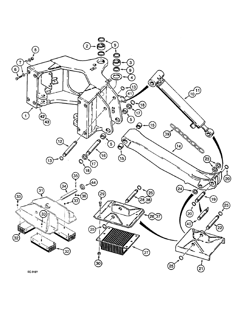 Схема запчастей Case 580SK - (9-040) - MOUNTING FRAME AND STABILIZERS (09) - CHASSIS/ATTACHMENTS