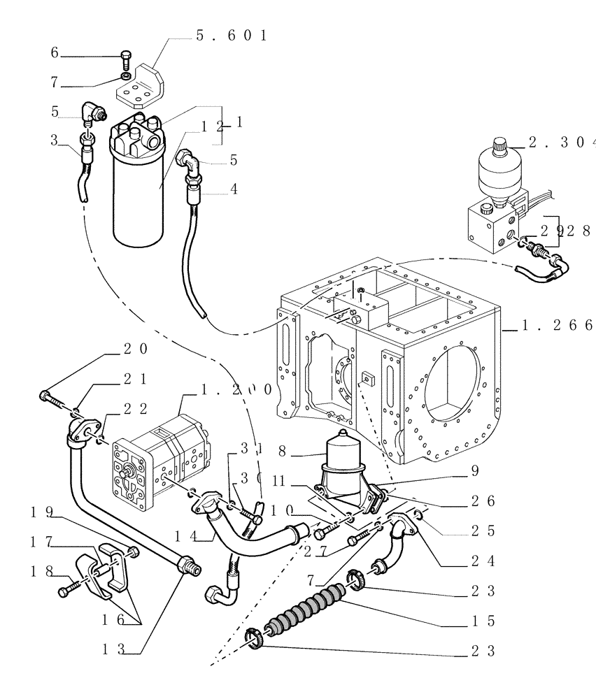 Схема запчастей Case 1850K LT - (2.319[02]) - BRAKE/STEERING DIFFERENTIAL CONNECTING PIPES (04) - UNDERCARRIAGE