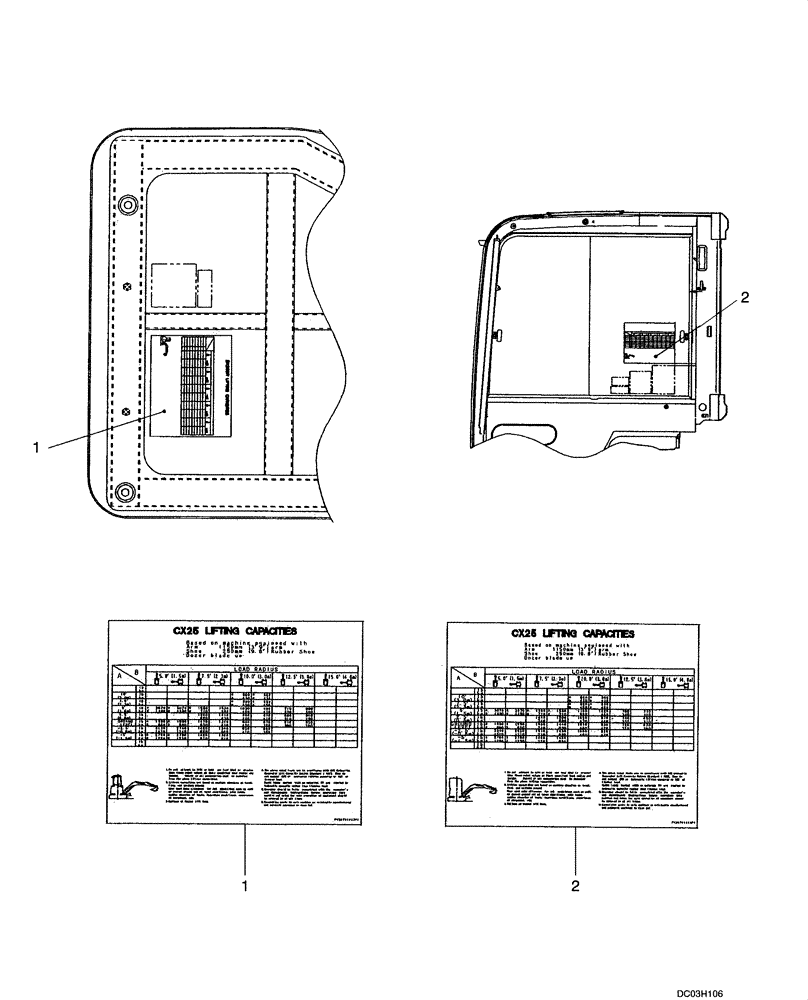 Схема запчастей Case CX25 - (09-53[00]) - DECALS (09) - CHASSIS/ATTACHMENTS