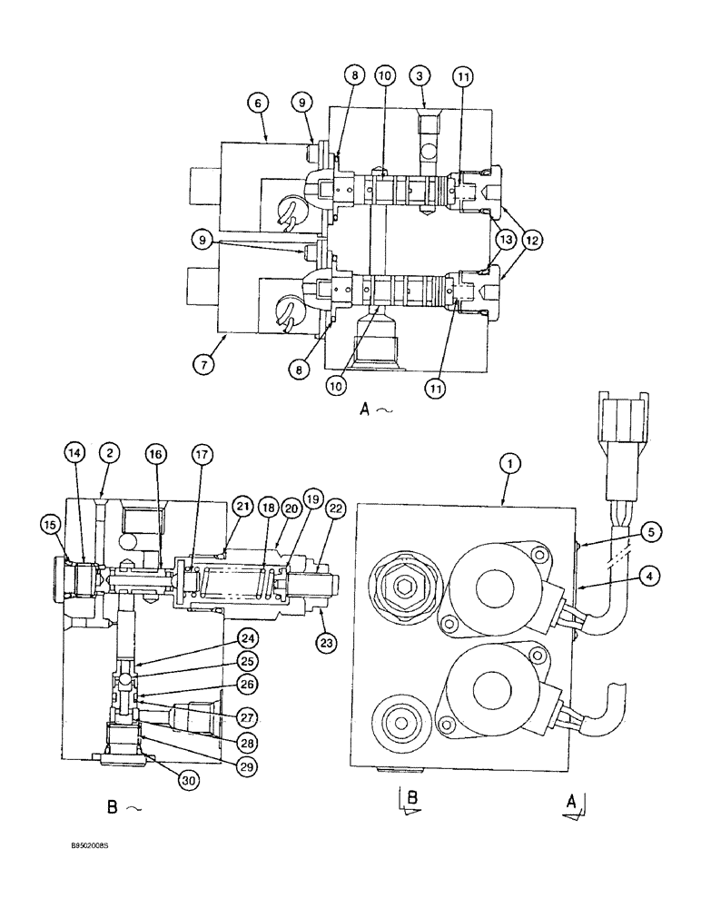 Схема запчастей Case 9020B - (8-130) - SWING BRAKE RELEASE VALVE (08) - HYDRAULICS