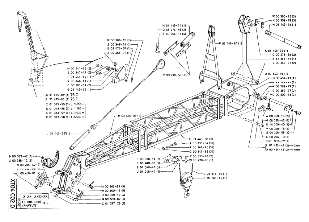Схема запчастей Case 75C - (XT04 C02.0) - CRANE JIB - 9 M (18) - ATTACHMENT ACCESSORIES