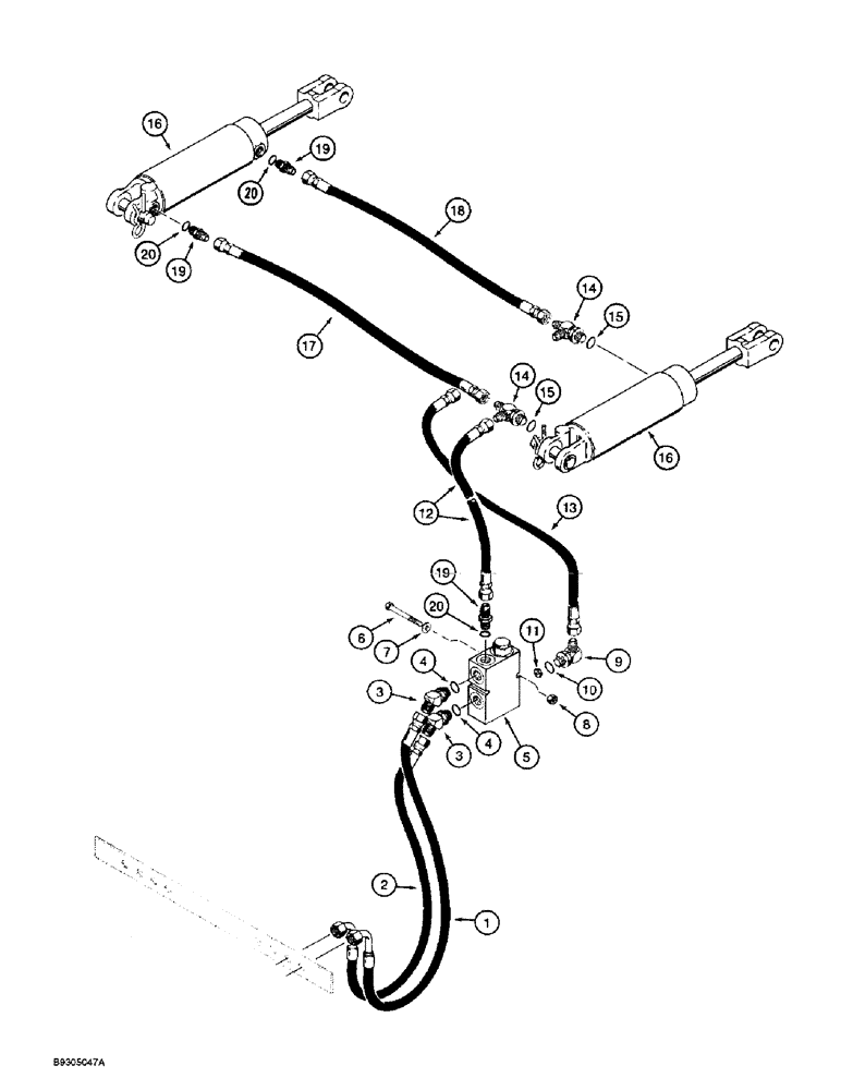 Схема запчастей Case 560 - (8-030) - REEL CARRIER LIFT HYDRAULIC CIRCUIT (08) - HYDRAULICS