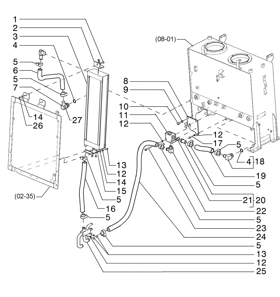 Схема запчастей Case 865B AWD - (08-32[01]) - FRONT WHEEL DRIVE HYDRAULIC OIL COOLING (08) - HYDRAULICS