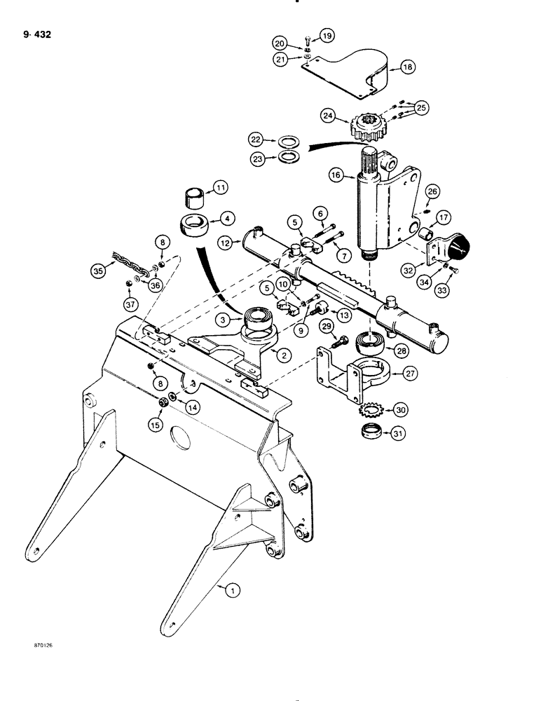 Схема запчастей Case DH4B - (9-432) - BACKHOE FRAME AND SWING TOWER (09) - CHASSIS/ATTACHMENTS