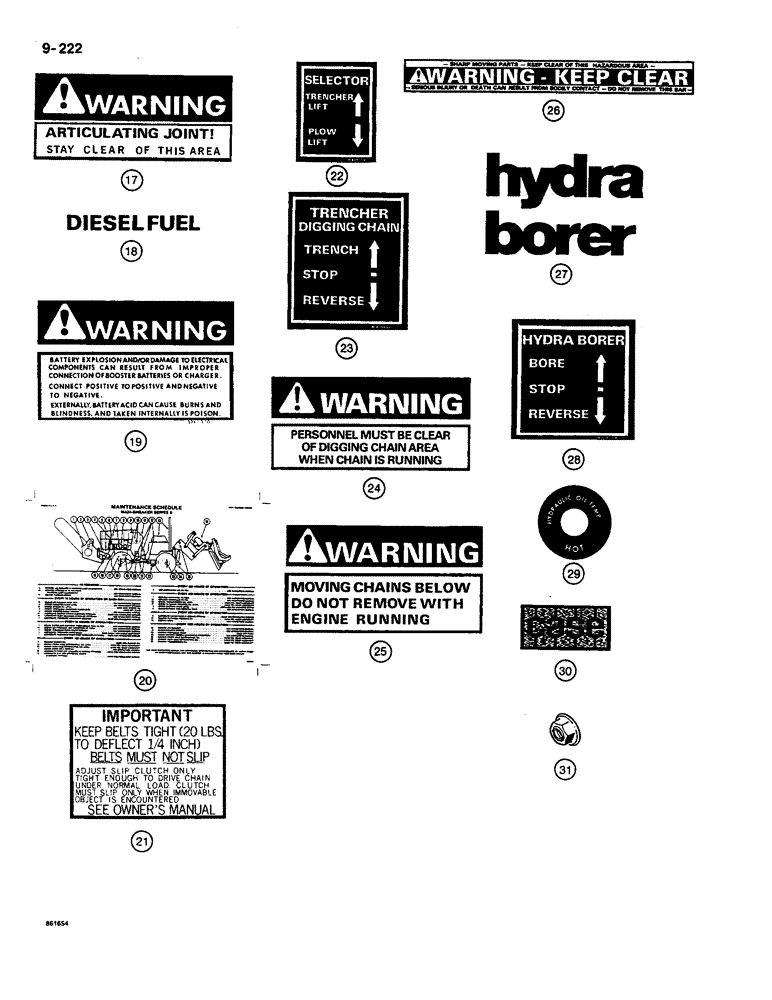 Схема запчастей Case CASE - (9-222) - DECALS, FOR YELLOW TRACTORS (09) - CHASSIS