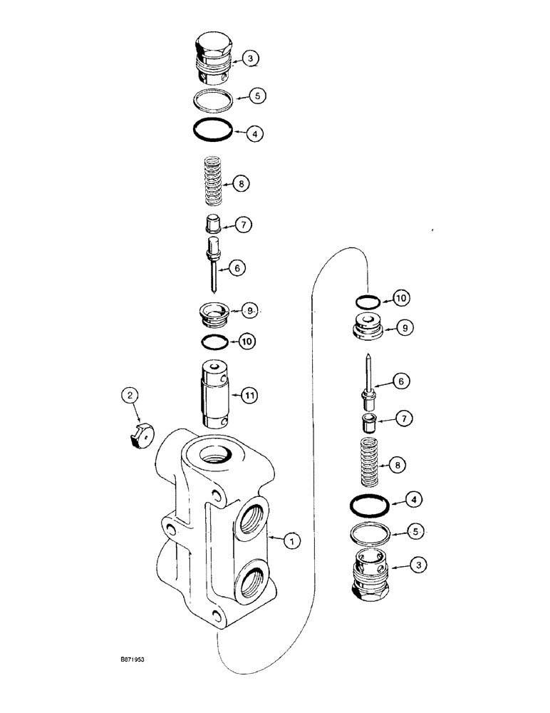 Схема запчастей Case TF300 - (8-16) - TRENCHER LOCKOUT VALVE, P.I.N. 1184200 THROUGH P.I.N. (08) - HYDRAULICS