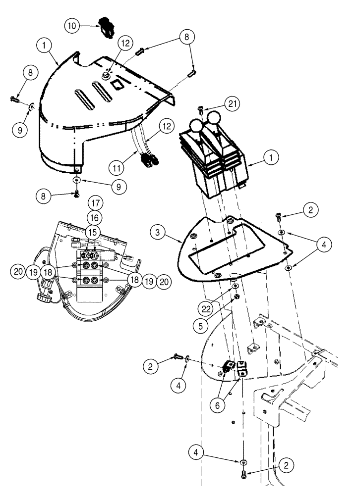 Схема запчастей Case 621D - (08-41) - HYDRAULICS - LOADER CONTROL, DUAL LEVER WITH TWO SPOOL VALVE (08) - HYDRAULICS