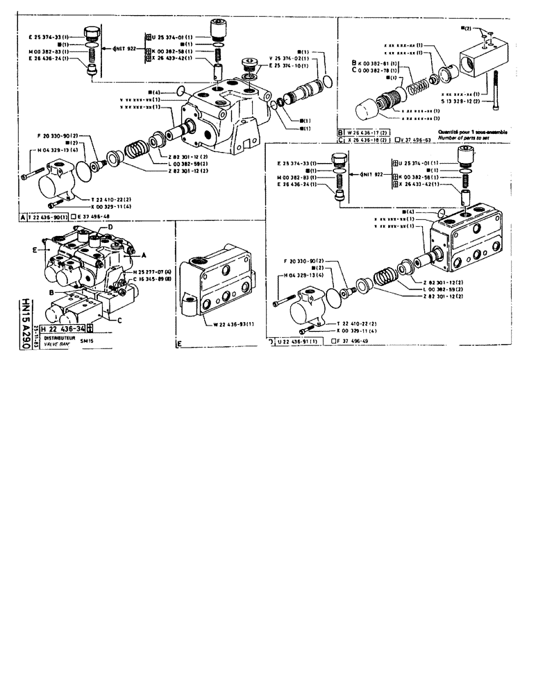 Схема запчастей Case 90BCL - (285) - VALVE BANK SM15 (07) - HYDRAULIC SYSTEM