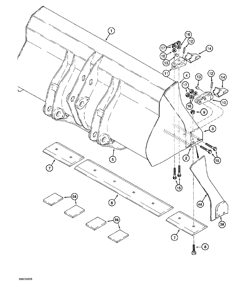 Схема запчастей Case 921 - (9-008) - LOADER BUCKETS AND CUTTING EDGES, 4.75 CUBIC YARD (09) - CHASSIS/ATTACHMENTS
