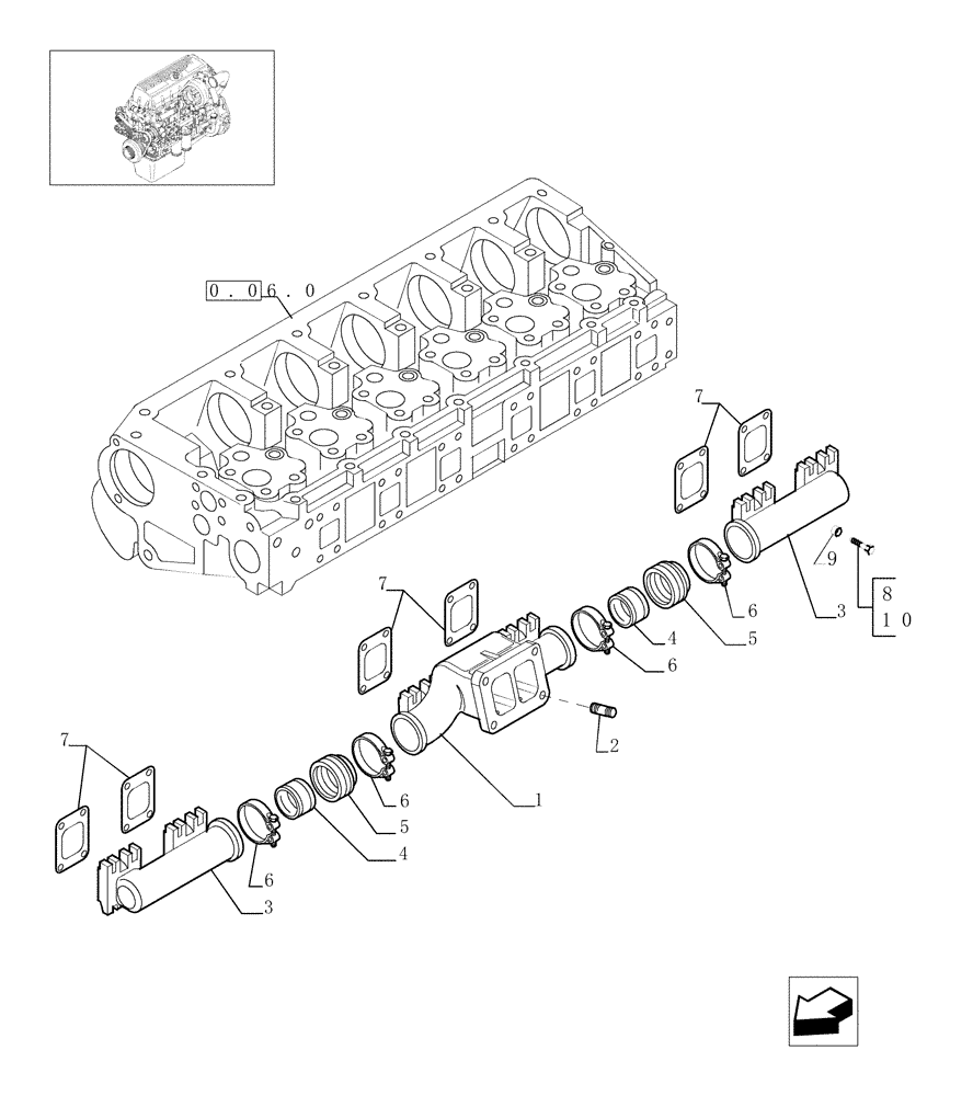Схема запчастей Case F3AE0684G B004 - (0.07.8[01]) - EXHAUST MANIFOLD (500338894) 
