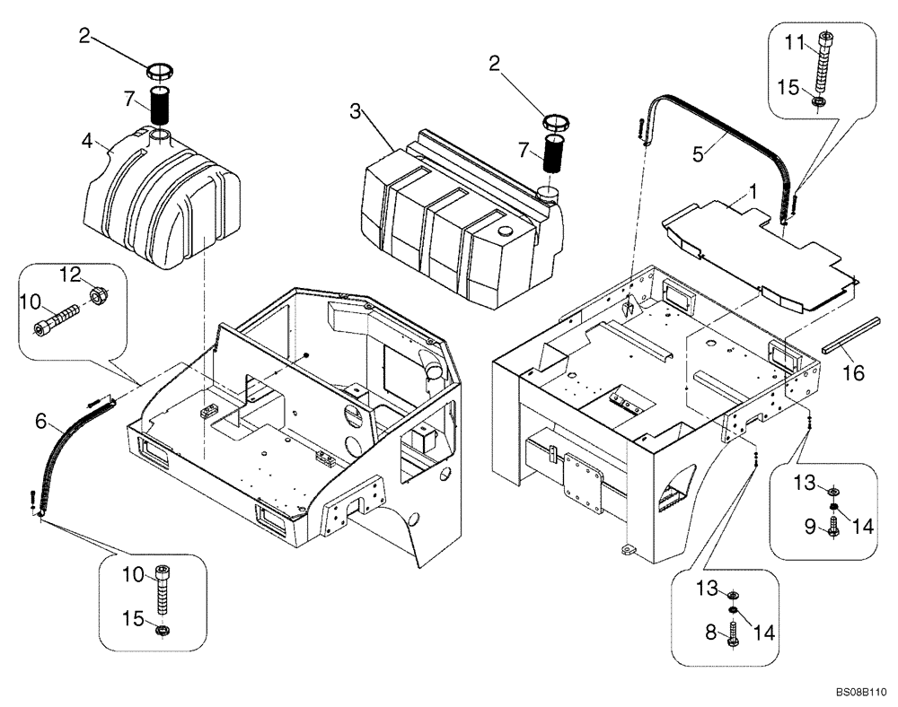 Схема запчастей Case DV204 - (12-93/4[01]) - DRUM SPINKLING RESERVOIRS (GROUP 93/4) (09) - CHASSIS/ATTACHMENTS