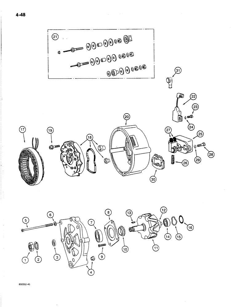 Схема запчастей Case 170B - (4-48) - ALTERNATOR, P.I.N. 74341 THROUGH 74456 (04) - ELECTRICAL SYSTEMS