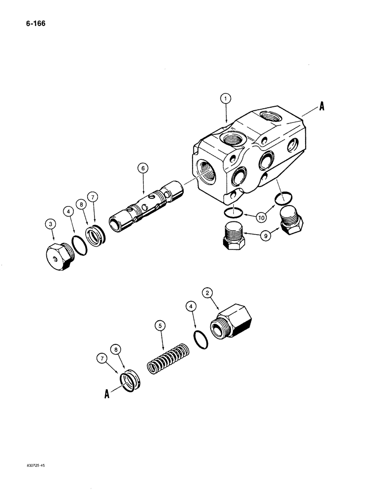 Схема запчастей Case 1187B - (6-166) - TWO SPEED VALVE ASSEMBLY, USED ON MODELS PRIOR TO P.I.N. 6275638 (06) - POWER TRAIN