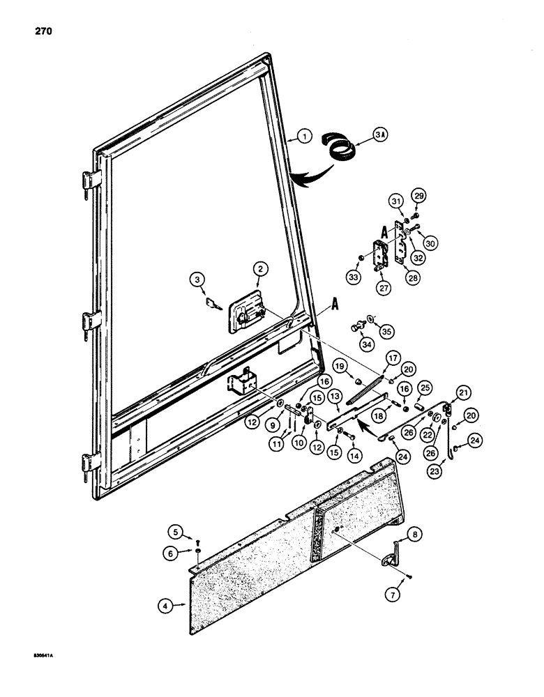 Схема запчастей Case 880D - (270) - CAB DOOR ASSEMBLY (05) - UPPERSTRUCTURE CHASSIS