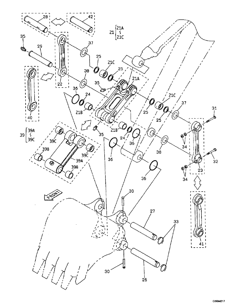 Схема запчастей Case 9007B - (9-74) - BUCKET CONTROL (09) - CHASSIS