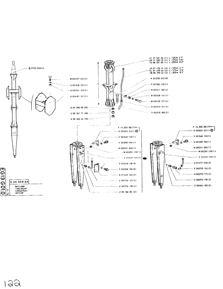 Схема запчастей Case SC150 - (122) - LONG MOUNT 
