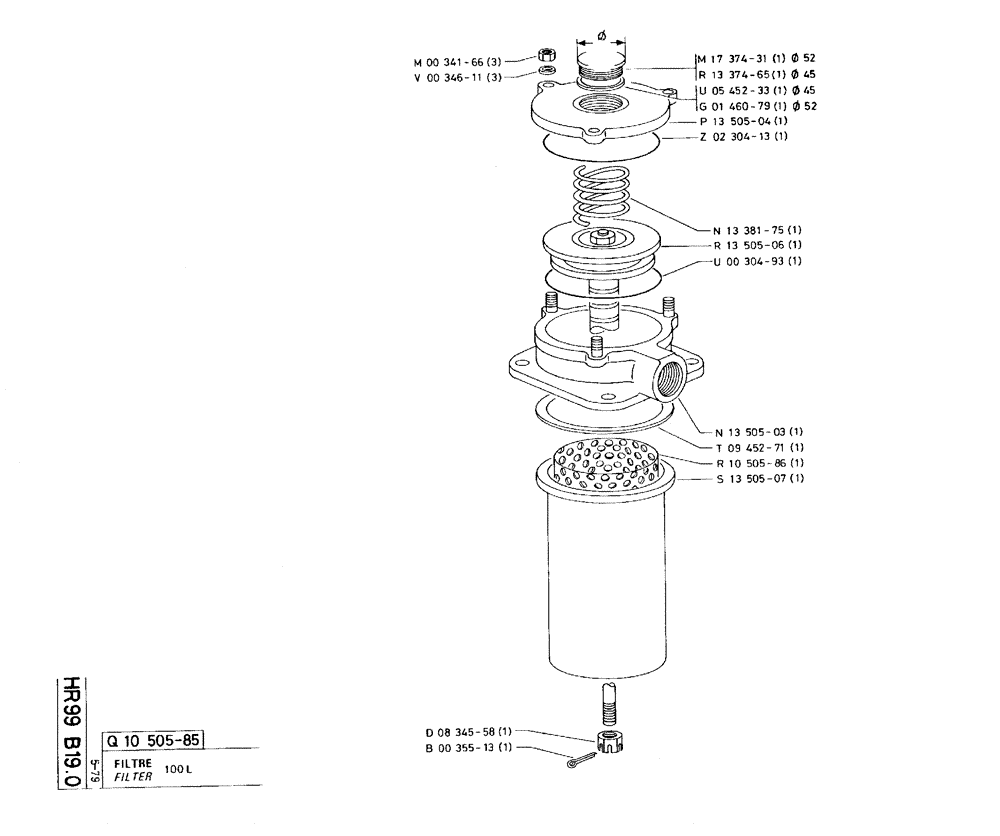 Схема запчастей Case 75C - (HR99 B19.0) - FILTER - 100 L (07) - HYDRAULIC SYSTEM