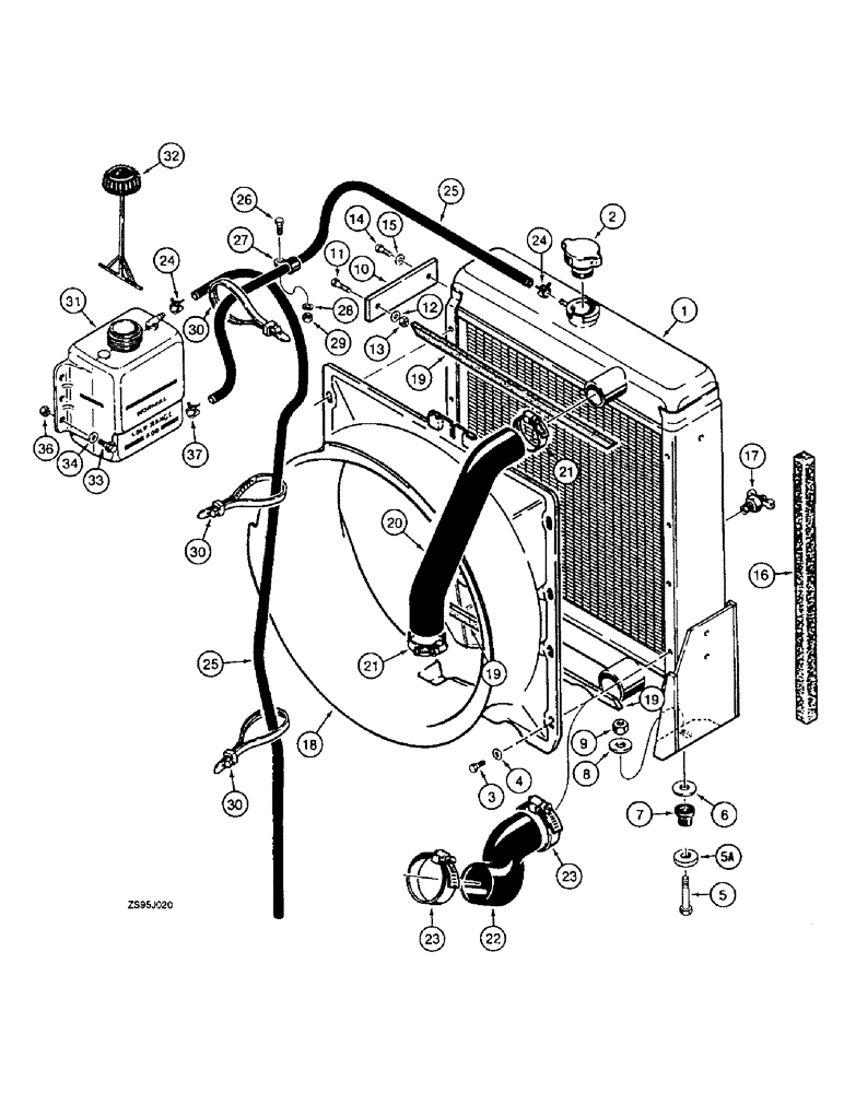 Схема запчастей Case 550E - (2-46) - RADIATOR, HOSES, AND COOLANT BOTTLE (02) - ENGINE
