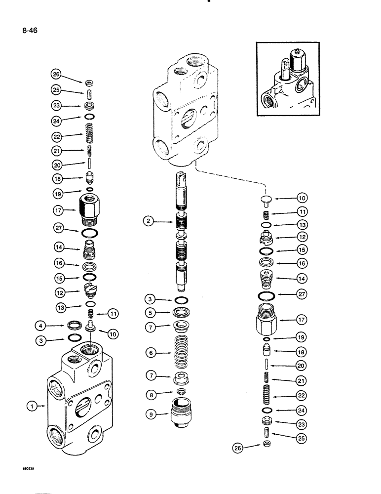 Схема запчастей Case 35C - (8-46) - BACKHOE CONTROL VALVE, DIPPER AND BUCKET SECTION (08) - HYDRAULICS