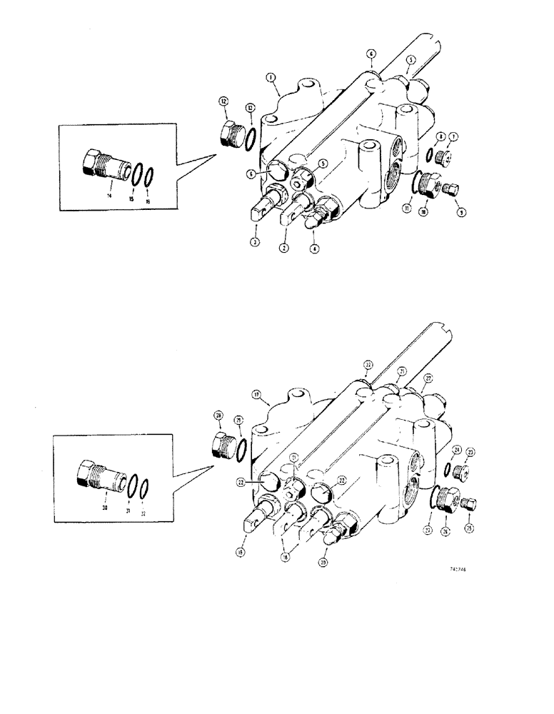 Схема запчастей Case 32 - (065A) - D45479 LOADER CONTROL VALVE - 2 SPOOL, D45478 LOADER CONTROL 