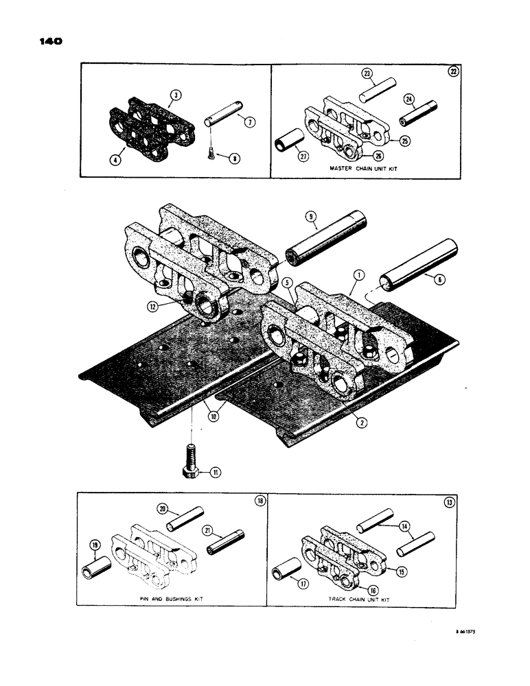 Схема запчастей Case 450 - (140) - TRACK CHAIN (USED BEF. TRAC., S.N. 3036032) (04) - UNDERCARRIAGE