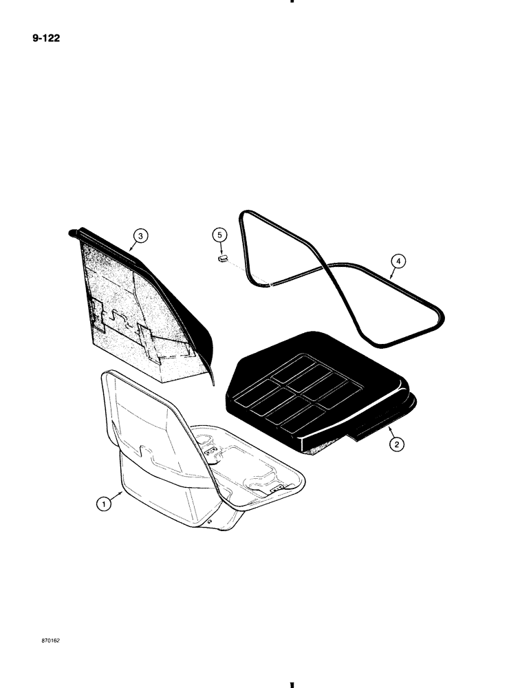 Схема запчастей Case 580K - (9-122) - STANDARD SEAT ASSEMBLY, D123196 STANDARD SEAT ASSEMBLY (09) - CHASSIS/ATTACHMENTS