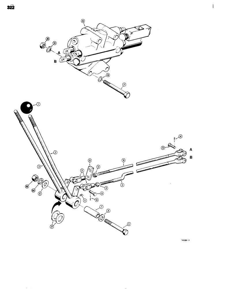 Схема запчастей Case 680G - (322) - LOADER CONTROLS, 2 SPOOL VALVE AND LEVERS (09) - CHASSIS/ATTACHMENTS