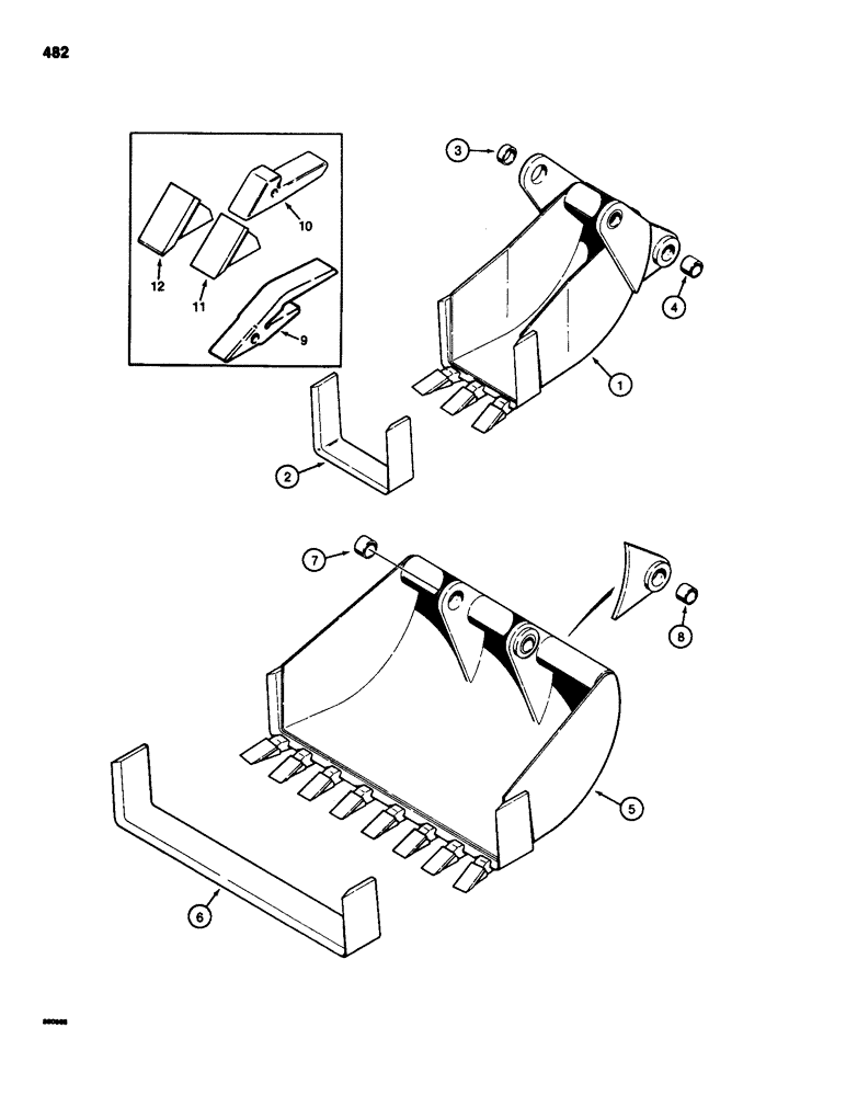 Схема запчастей Case 580SD - (482) - BACKHOE BUCKETS, BELLHOLE BUCKETS & GRAVEYARD BUCKETS (09) - CHASSIS/ATTACHMENTS