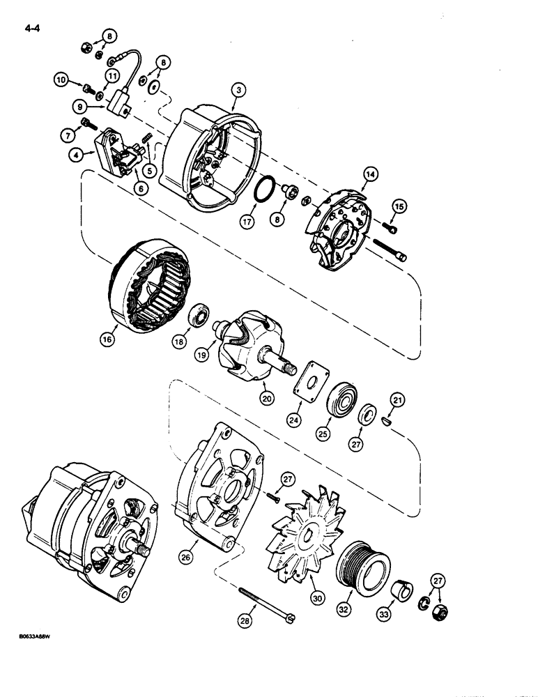 Схема запчастей Case 680L - (4-04) - ALTERNATOR A186125 (04) - ELECTRICAL SYSTEMS