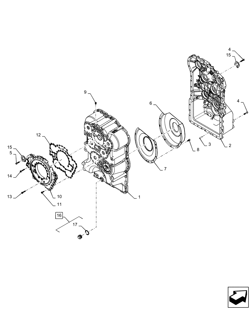 Схема запчастей Case 721F - (21.100.14) - TRANSMISSION, HOUSING ASSEMBLY (21) - TRANSMISSION