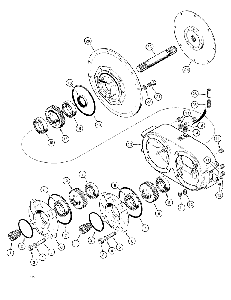 Схема запчастей Case 475 - (126) - R24321 DOUBLE PUMP DRIVE, SPLITTER BOX (35) - HYDRAULIC SYSTEMS