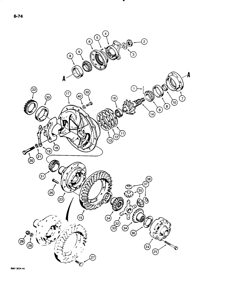 Схема запчастей Case W20C - (6-74) - W20C AXLE DIFFERENTIAL (06) - POWER TRAIN
