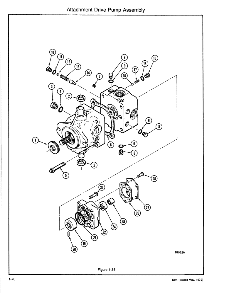 Схема запчастей Case DH4 - (1-70) - ATTACHMENT DRIVE PUMP ASSEMBLY (35) - HYDRAULIC SYSTEMS