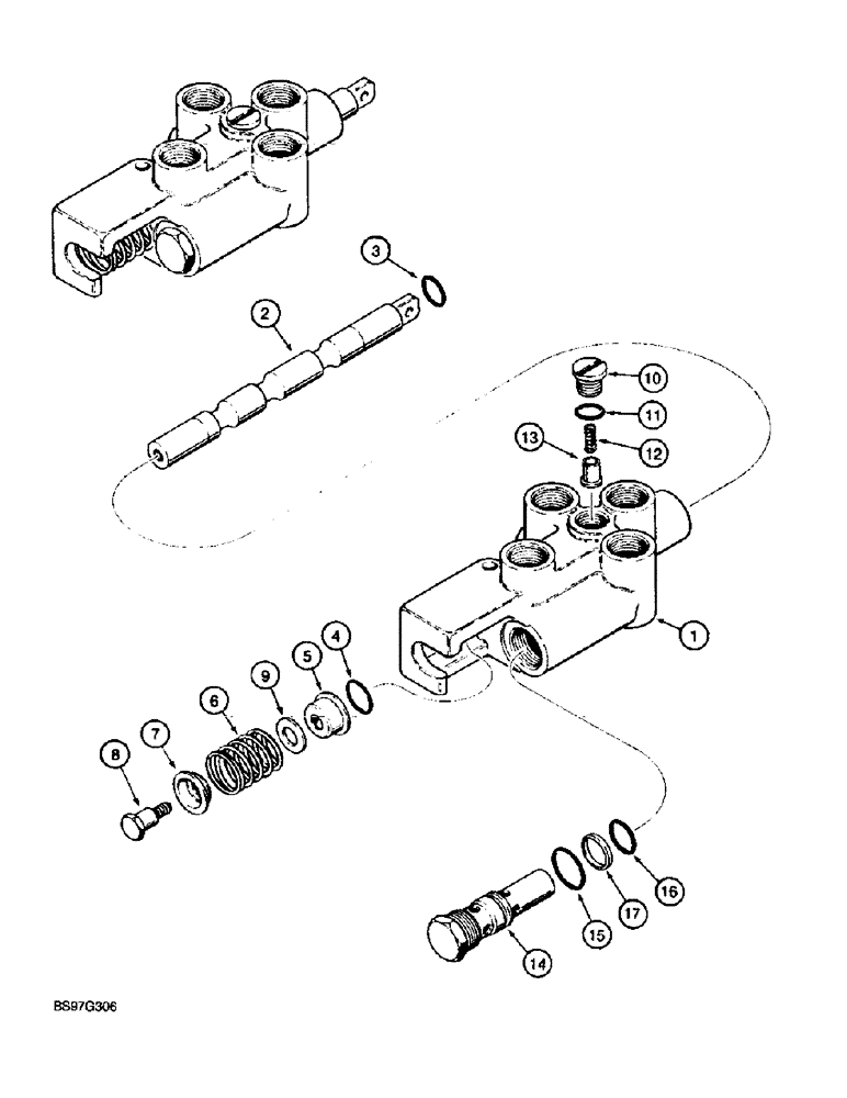 Схема запчастей Case TF300 - (8-40) - HYDRA-BORER CONTROL VALVE ASSEMBLY, 3 POSITION SPRING (08) - HYDRAULICS