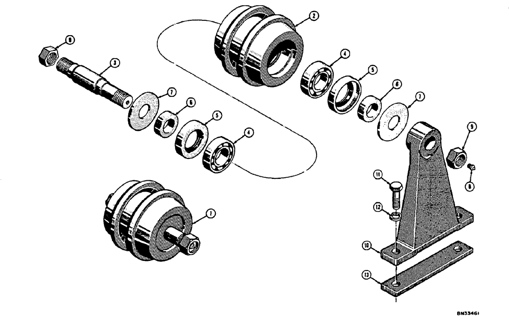 Схема запчастей Case 310E - (057) - TRACK CARRIER ROLLER (04) - UNDERCARRIAGE
