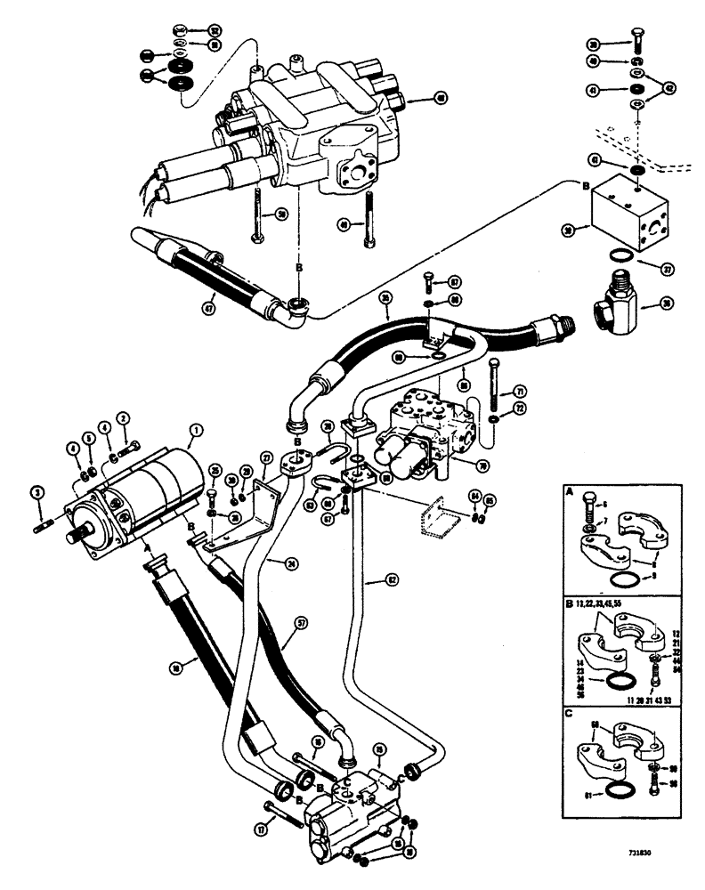 Схема запчастей Case W26B - (366) - LOADER AND STEERING PRIMARY HYDRAULICS CIRCUIT PUMP TO VALVE WITH DEMAND VALVE (05) - STEERING
