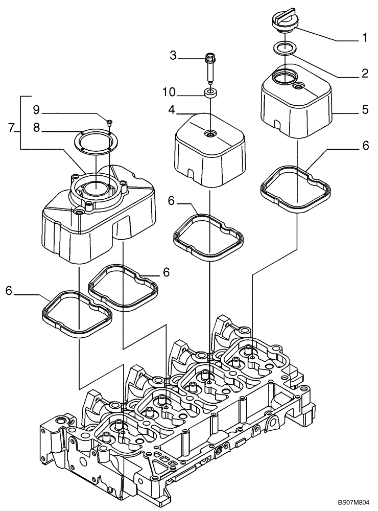 Схема запчастей Case 465 - (02-14) - CYLINDER HEAD COVERS (02) - ENGINE