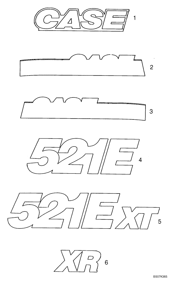 Схема запчастей Case 521E - (09-96) - DECALS - MODEL (09) - CHASSIS