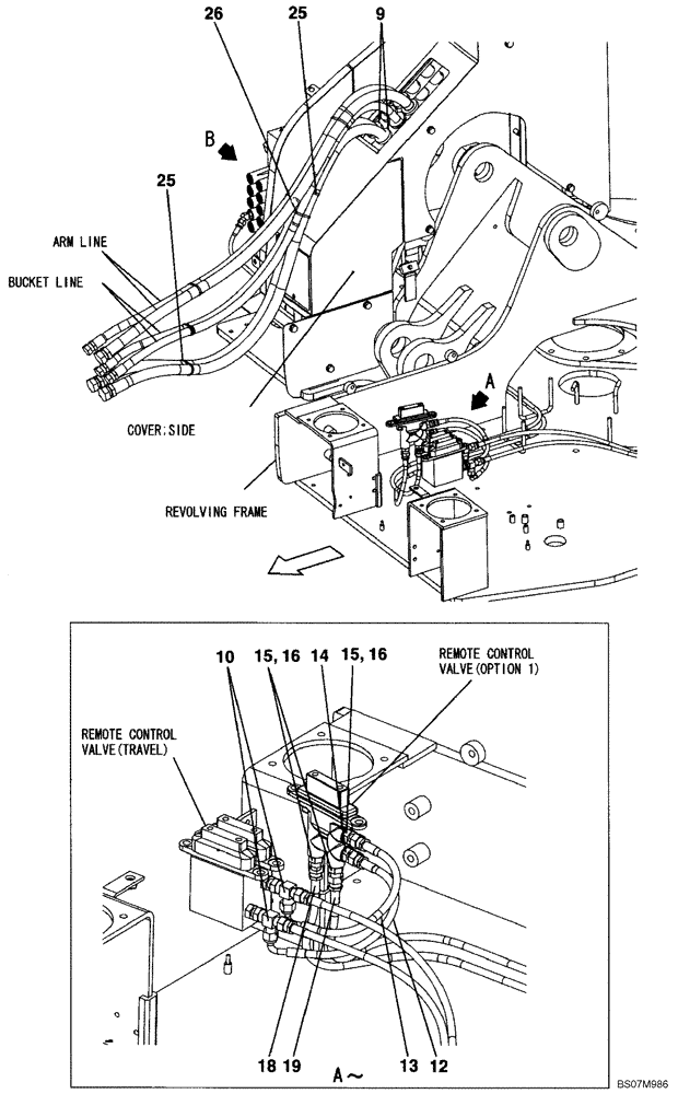 Схема запчастей Case CX75SR - (08-56) - HYDRAULICS, AUXILIARY - DOUBLE ACTING CIRCUIT (08) - HYDRAULICS