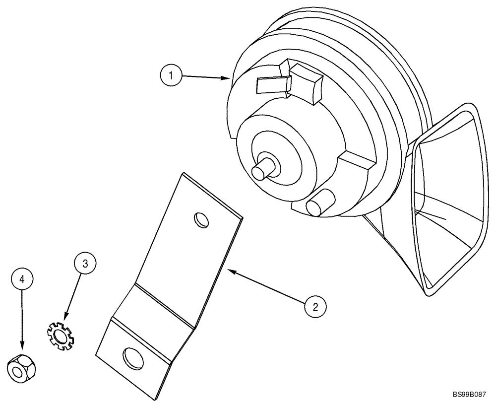 Схема запчастей Case 85XT - (04-20) - HORN - MOUNTING (04) - ELECTRICAL SYSTEMS
