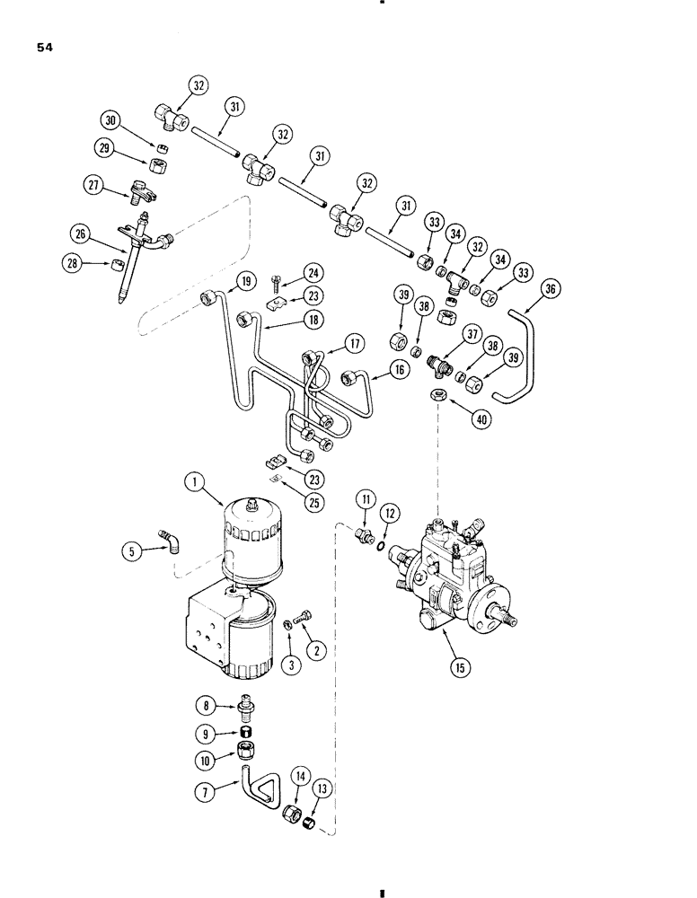 Схема запчастей Case W11 - (054) - FUEL INJECTION AND FILTER SYSTEM, 207 DIESEL ENGINE, ENGINE S/N 4310686 AND AFTER (03) - FUEL SYSTEM