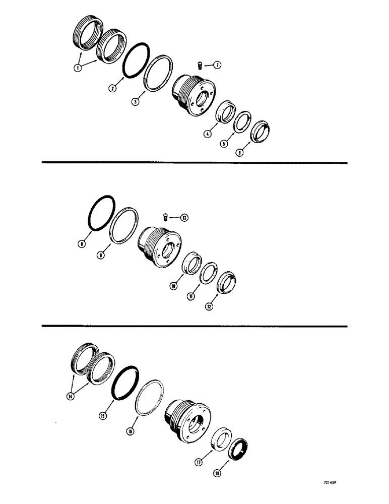 Схема запчастей Case 34 - (142) - CYLINDER PACKING KITS, D41210 CYL. PACKING KIT, D42877 GLAND PACKING KIT, G32697 CYL. PACKING KIT 