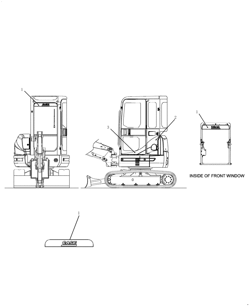 Схема запчастей Case CX27B - (967-29[1]) - DECAL (CAB) (90) - PLATFORM, CAB, BODYWORK AND DECALS