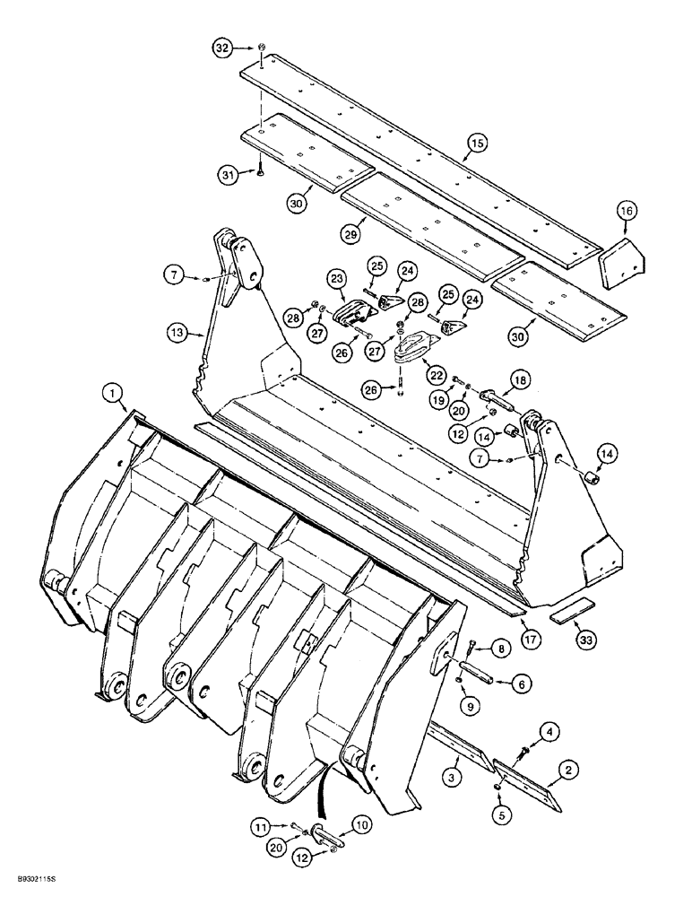 Схема запчастей Case 621B - (9-020) - AUXILIARY BUCKET, Z-BAR LOADER (09) - CHASSIS/ATTACHMENTS