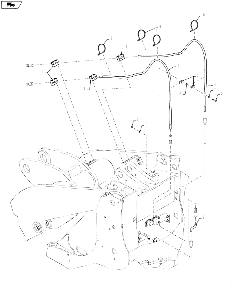 Схема запчастей Case 521F - (35.310.02) - COUPLER LINE INSTALLATION, Z BAR LOADER ONLY (35) - HYDRAULIC SYSTEMS