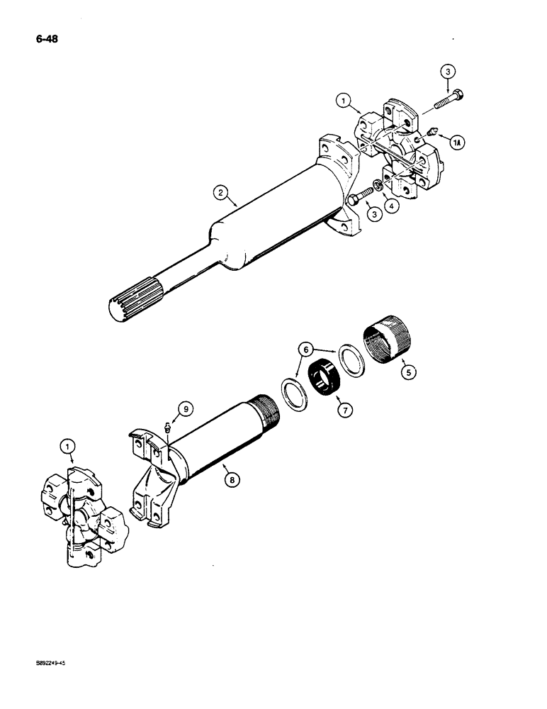 Схема запчастей Case W14C - (6-48) - CENTER DRIVE SHAFT (06) - POWER TRAIN