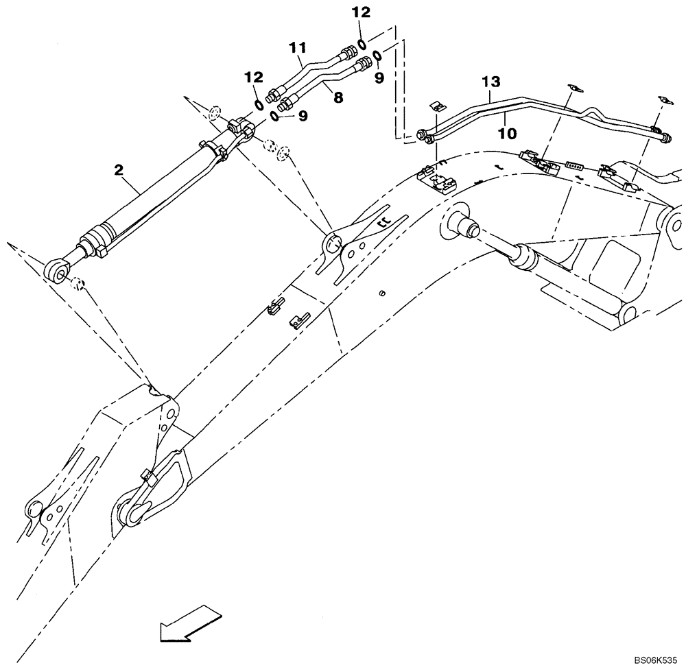 Схема запчастей Case CX240B - (08-012) - HYDRAULICS - ARM CYLINDER LINE (08) - HYDRAULICS